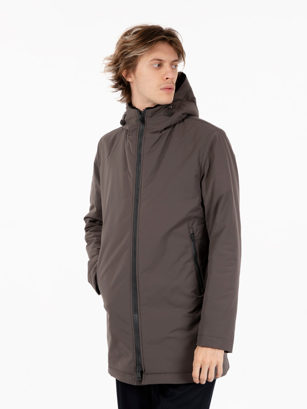 Grey faux fur inner parka