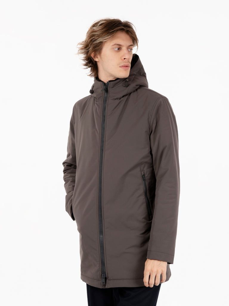 HERNO - Parka interno in ecopelliccia grigio