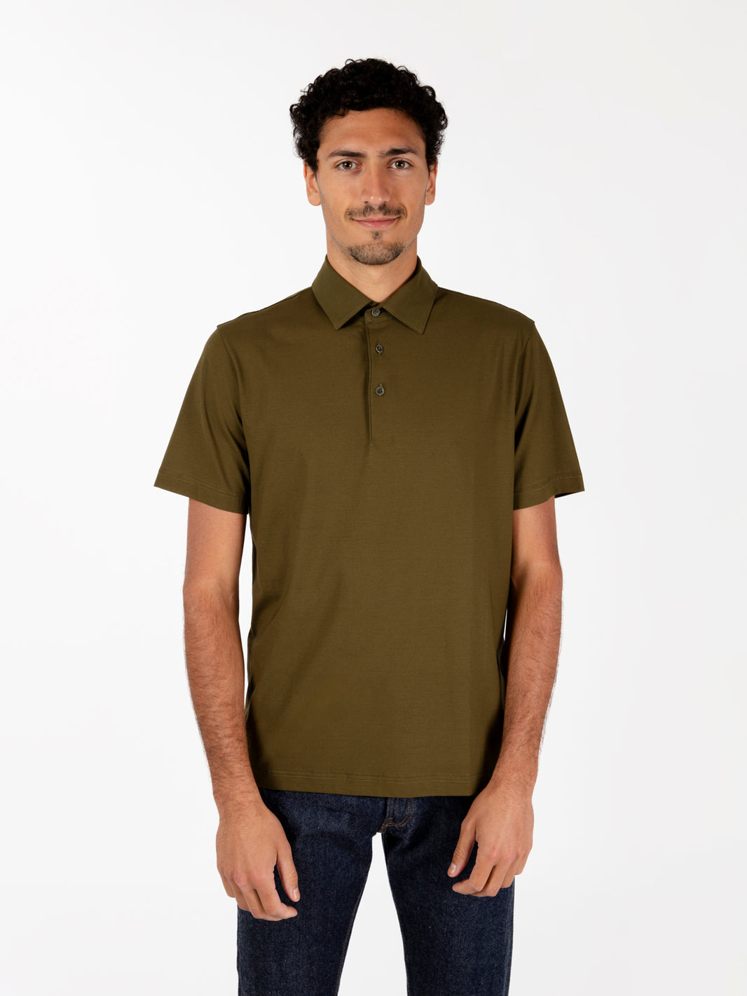 Military crêpe jersey polo shirt