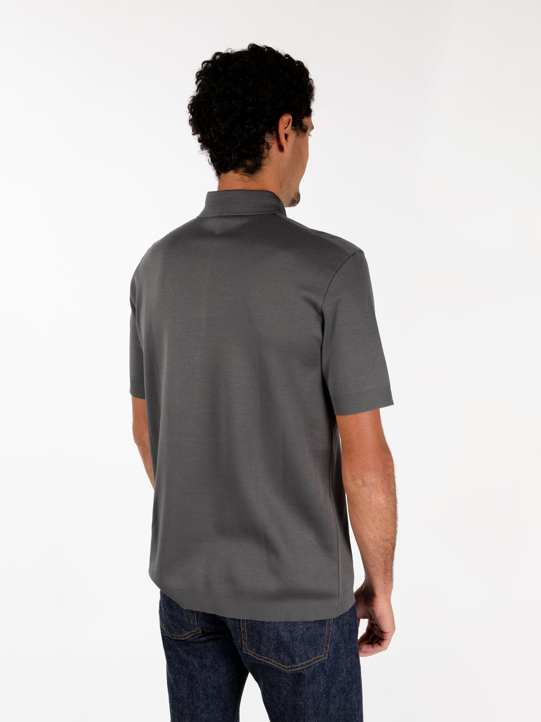 Grey crepe jersey polo