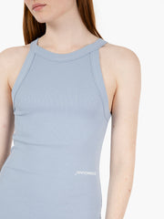 HINNOMINATE - Abito corto a costine scollo halter azzurro