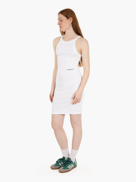 Abito corto a costine scollo halter bianco