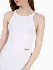 HINNOMINATE - Abito corto a costine scollo halter bianco
