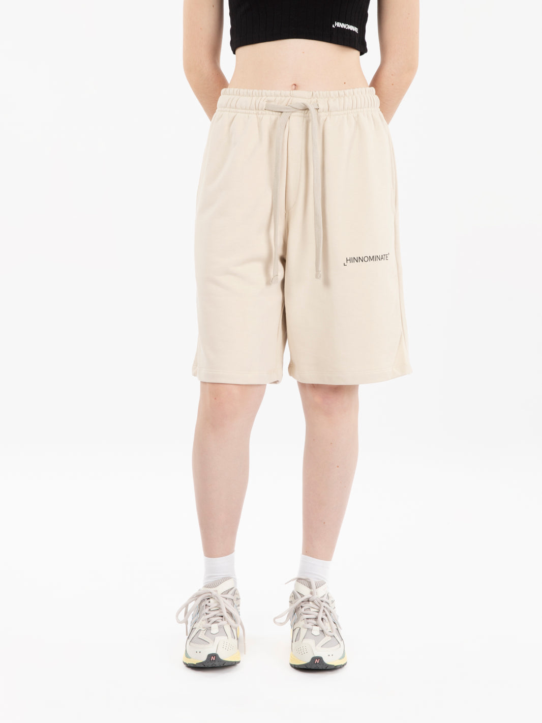 Beige fleece Bermuda shorts