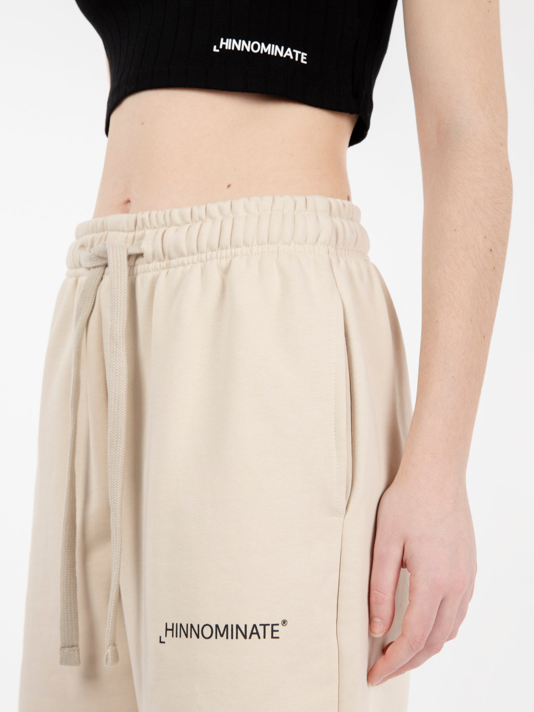 Beige fleece Bermuda shorts