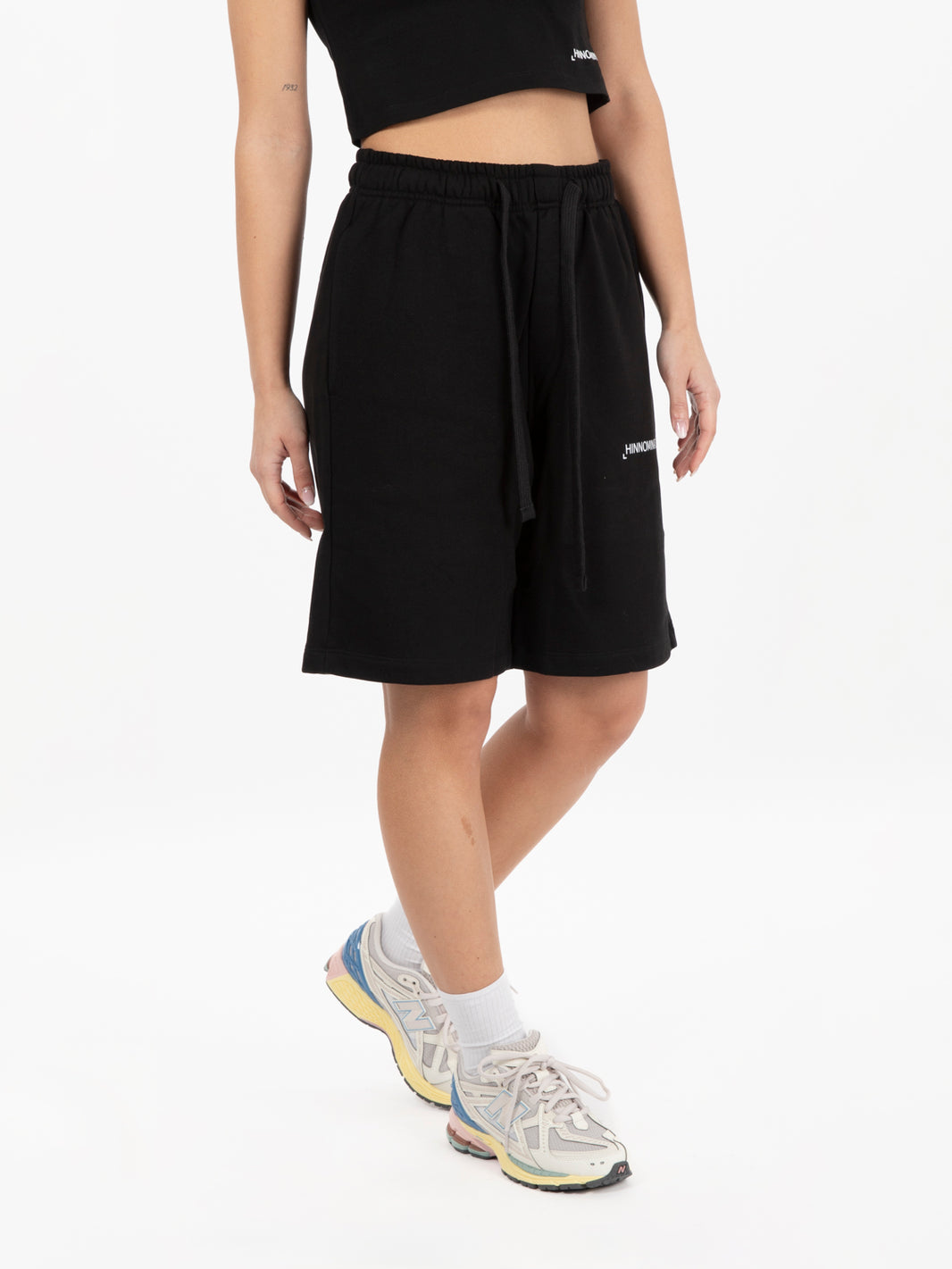 Black fleece Bermuda shorts