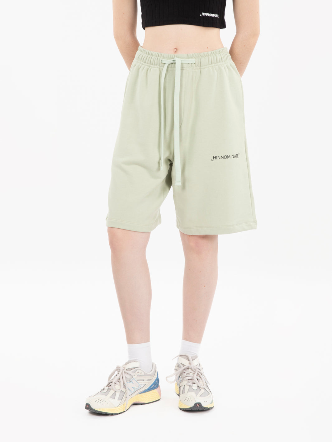 Aloe green fleece Bermuda shorts