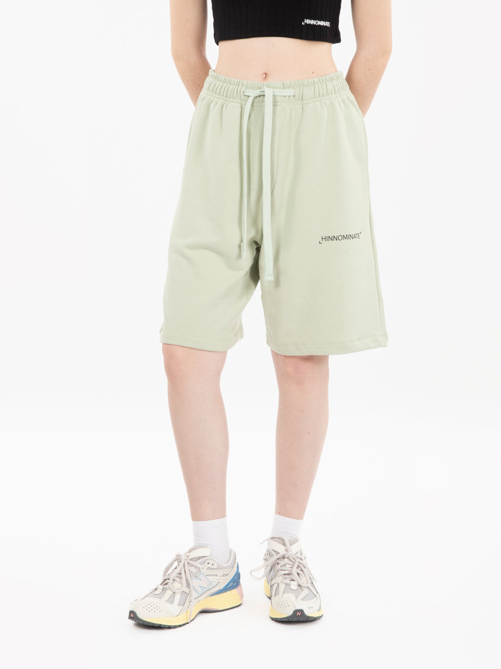 Aloe green fleece Bermuda shorts