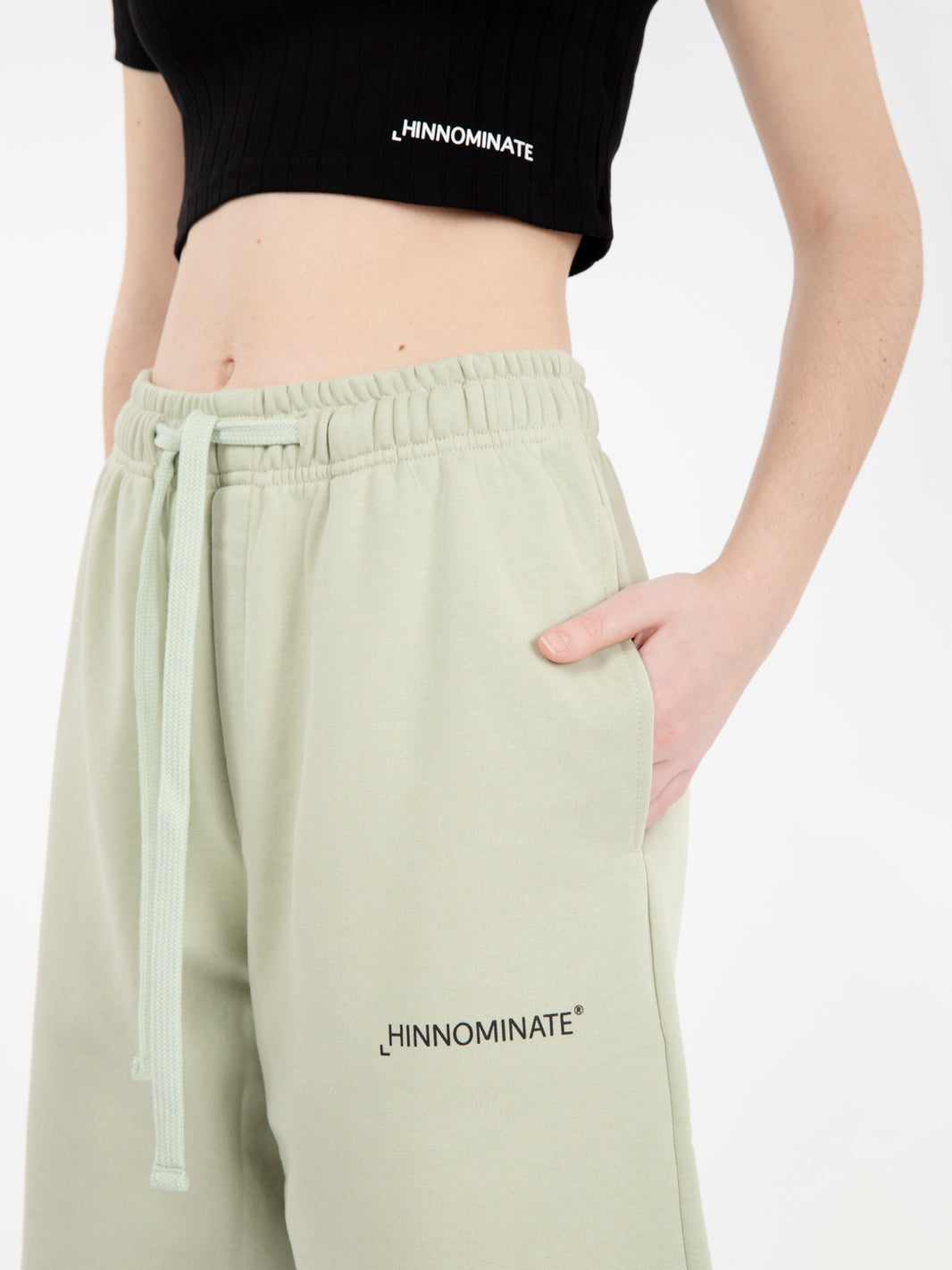 Aloe green fleece Bermuda shorts