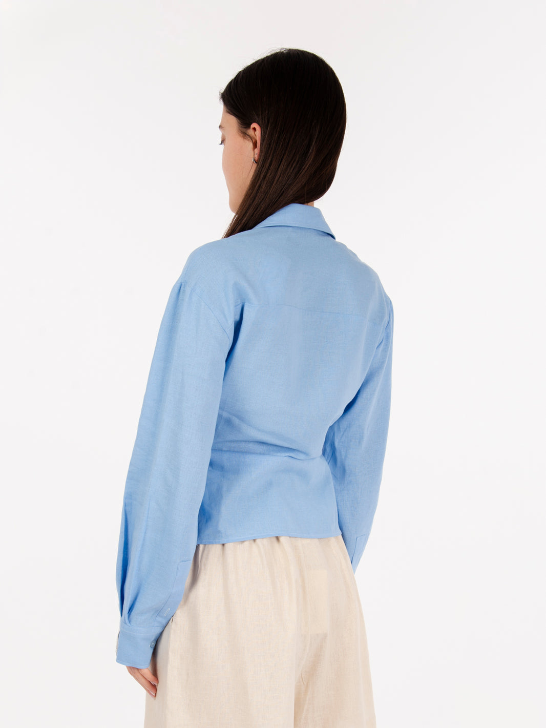 Camicia corta con nodo mappamondo azzurra