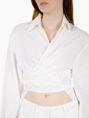 HINNOMINATE - Camicia in lino annodata bianco