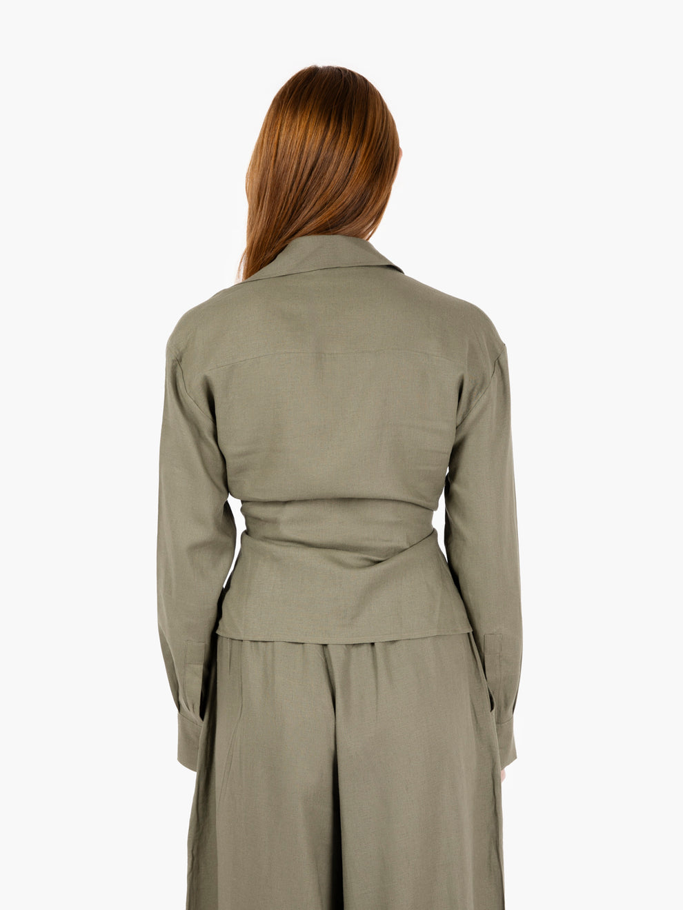 Moss knotted linen shirt