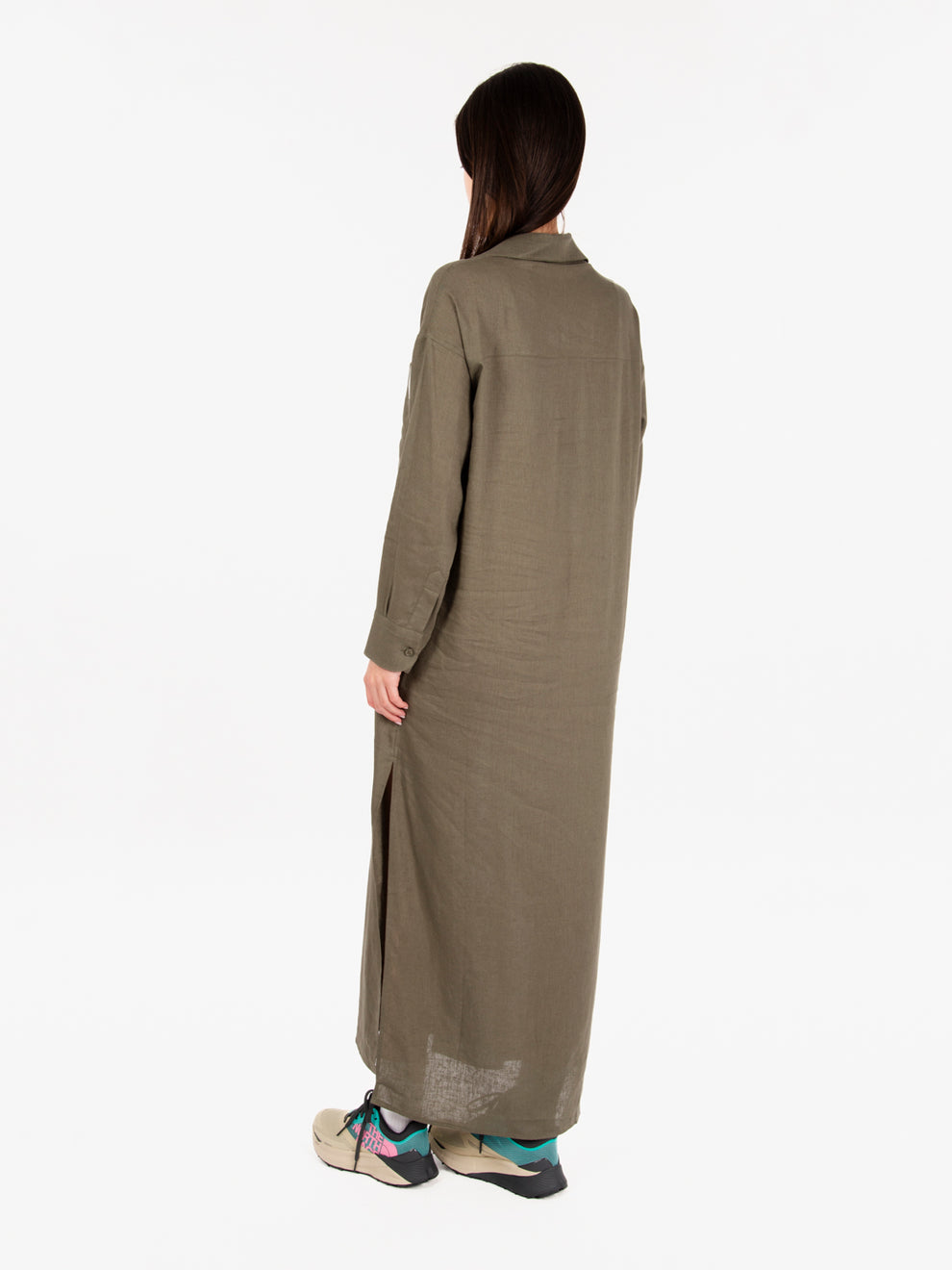 Chemisier with side slits green globe