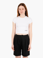 HINNOMINATE - Crop top a costine bianco