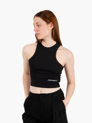 HINNOMINATE - Crop top a costine scollo all'americana nero