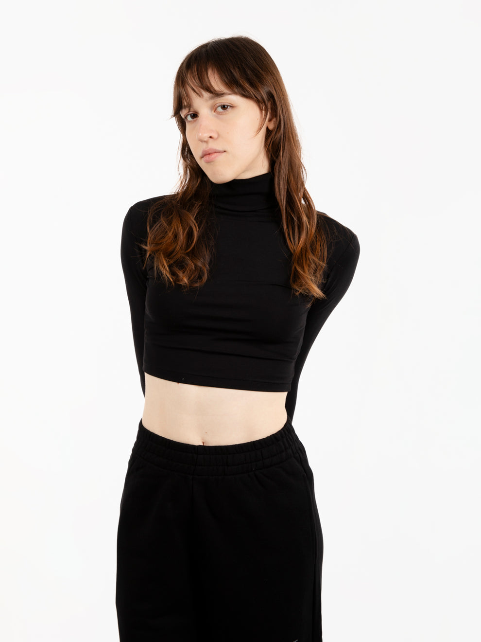 Black turtleneck crop top