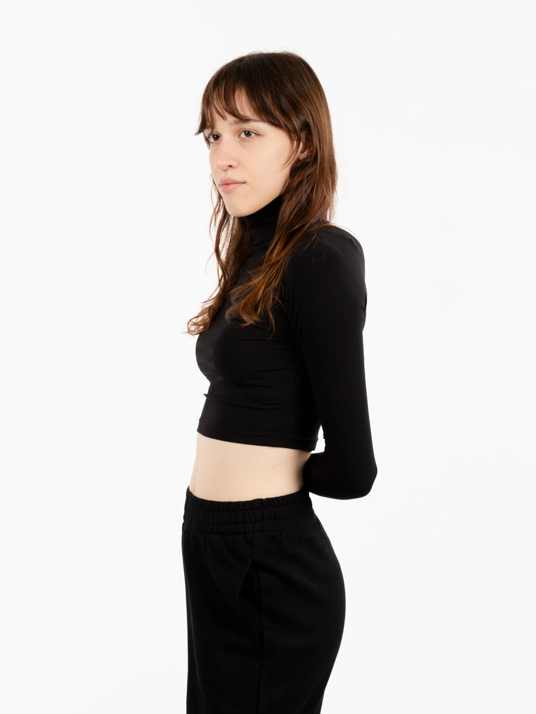 Black turtleneck crop top