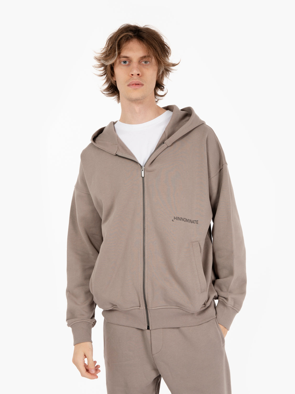 Beige zip-up hoodie