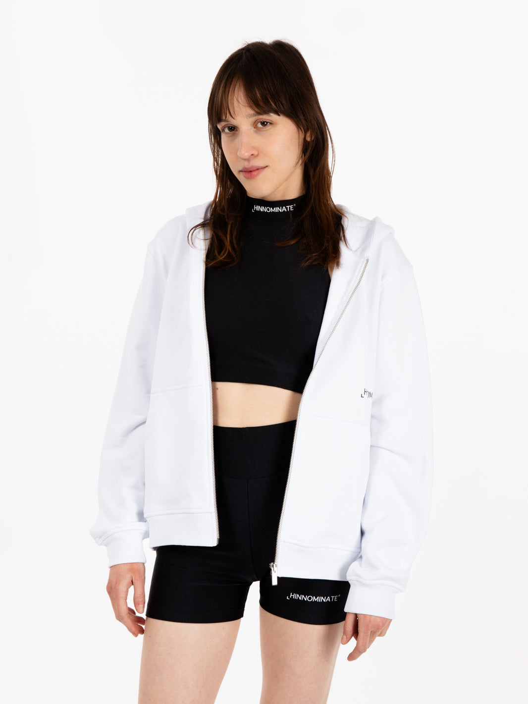 White zip-up hoodie