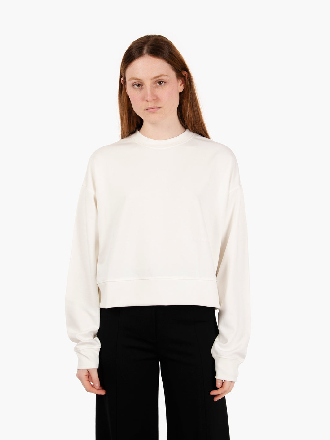 White modal box crewneck sweatshirt