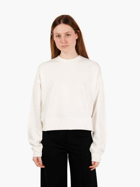 Felpa crewneck a scatola modal bianco