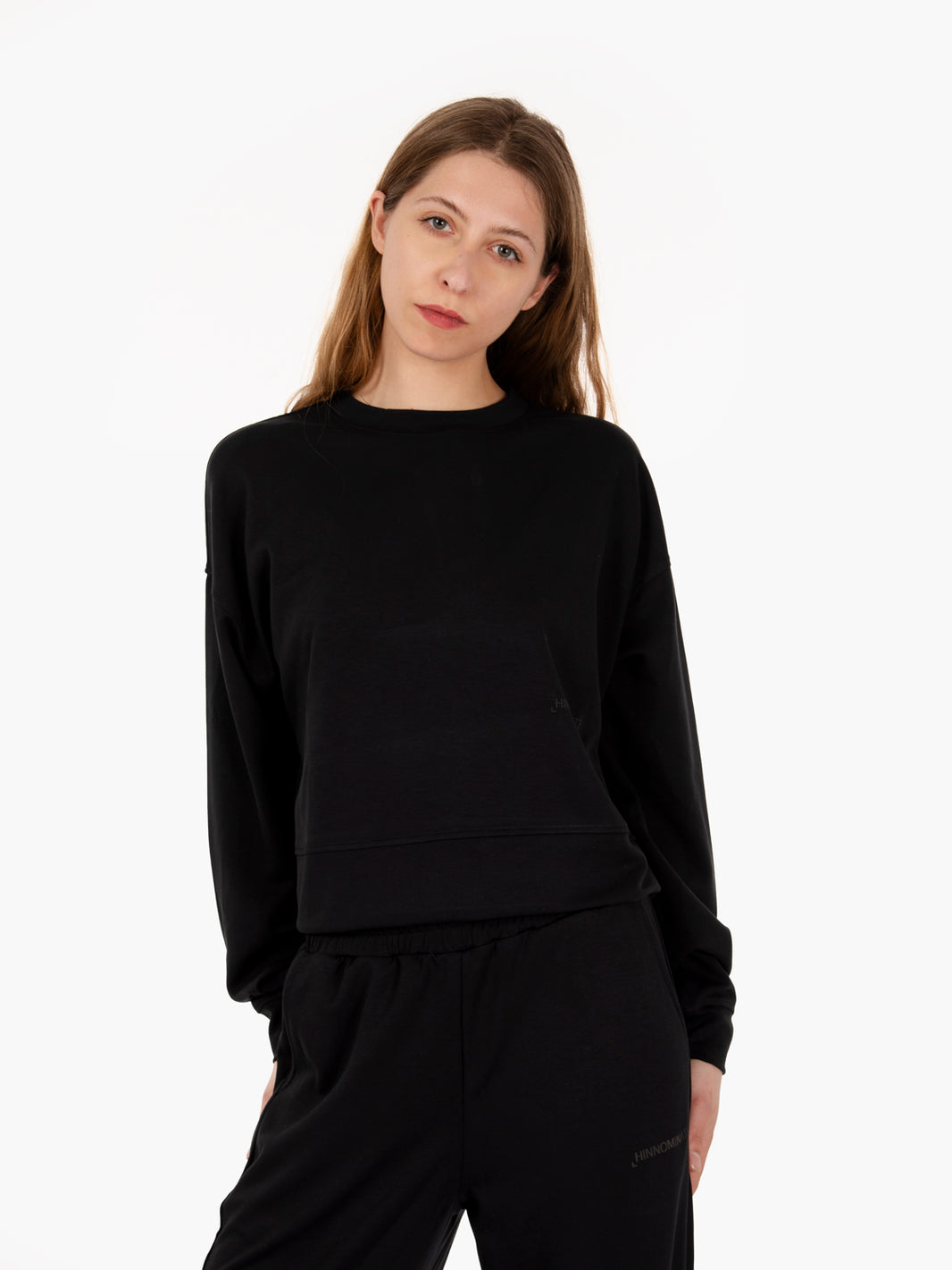 Black modal box crewneck sweatshirt