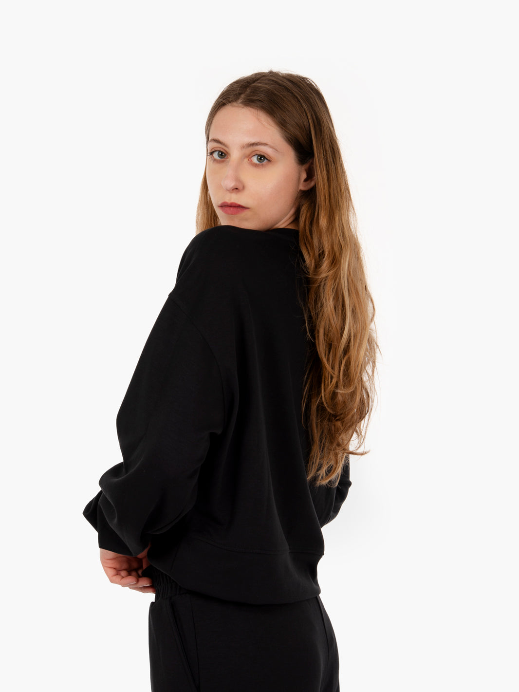 Black modal box crewneck sweatshirt