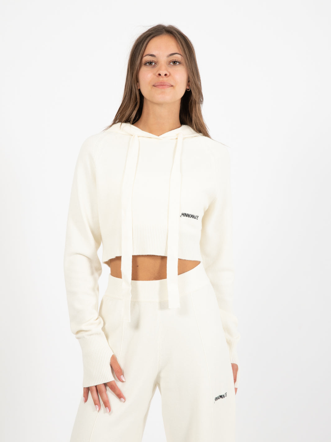Butter white knitted crop sweatshirt