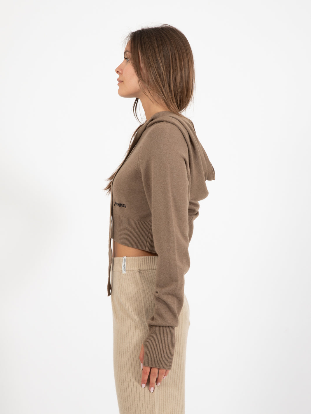 Dove grey knitted crop sweatshirt