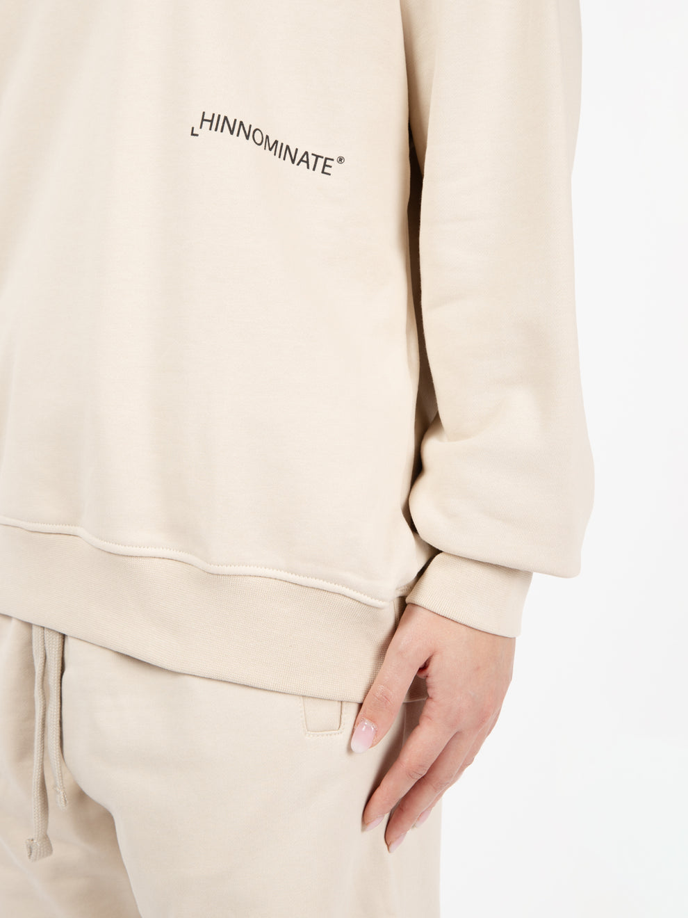 Felpa girocollo oversize beige