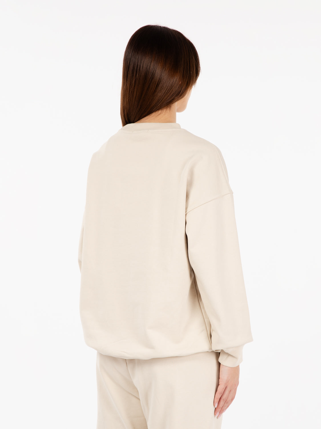 Felpa girocollo oversize beige