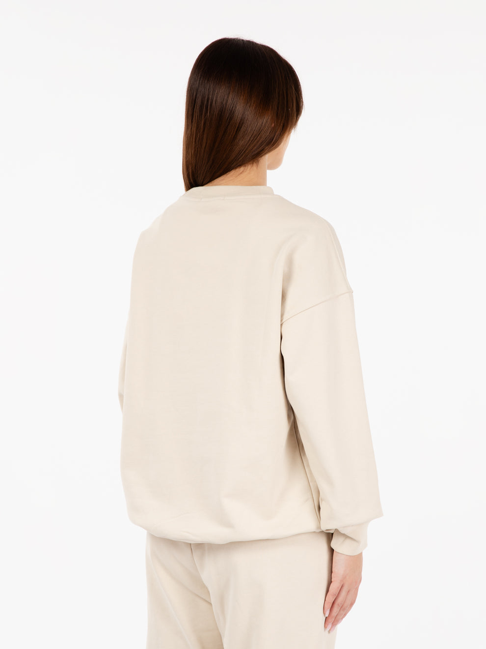 Felpa girocollo oversize beige