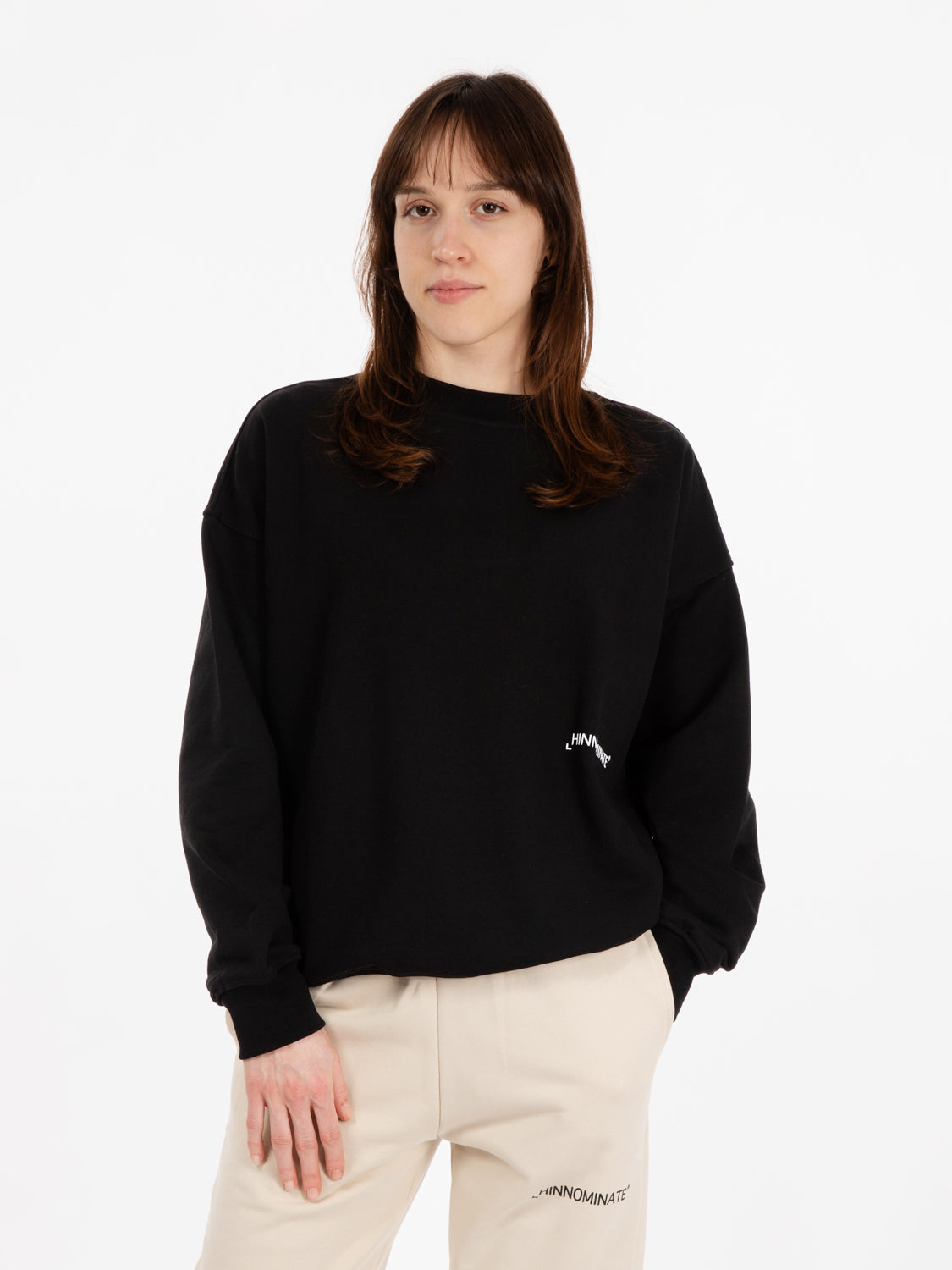 Felpa oversize girocollo nero