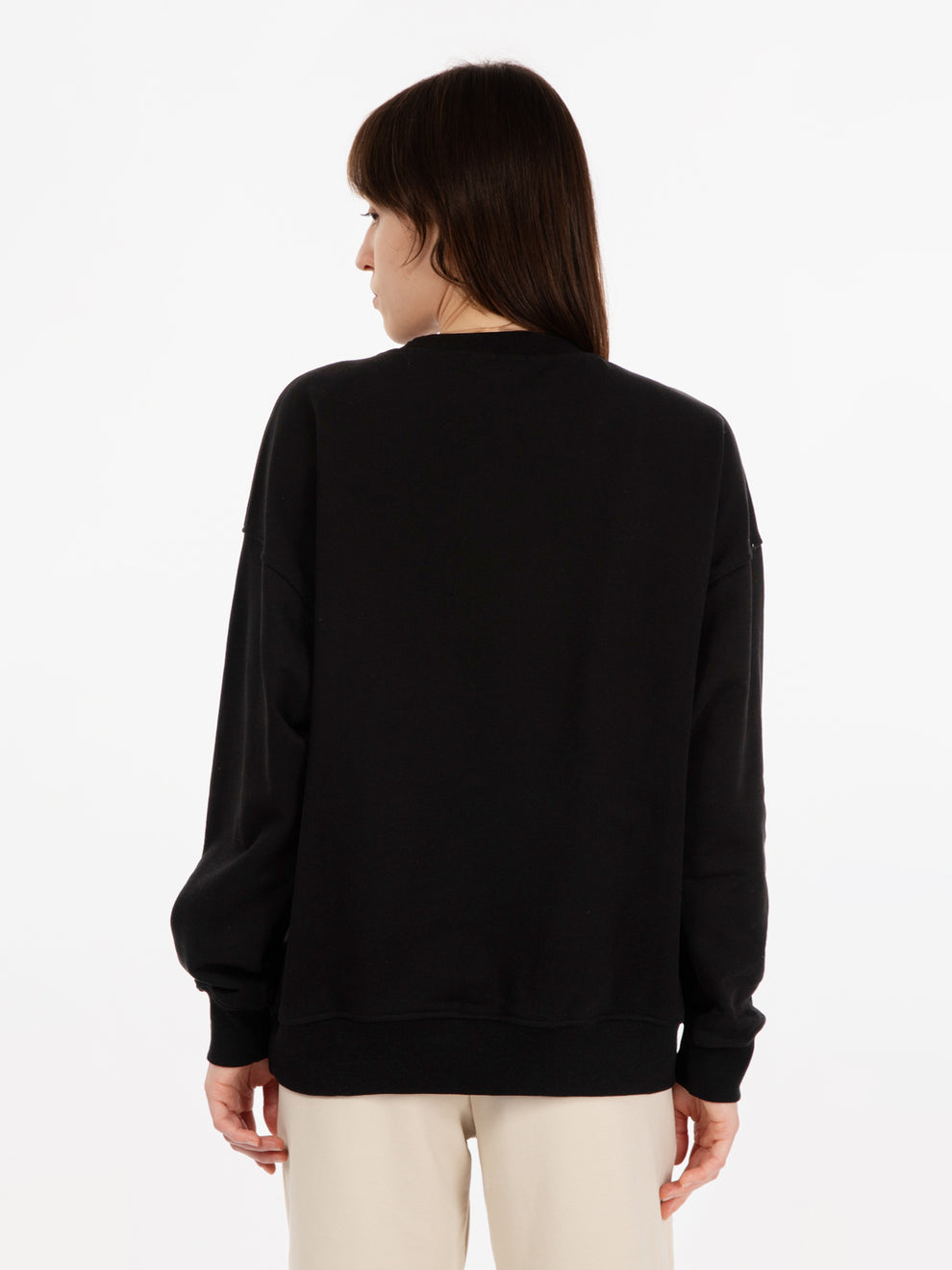 Felpa oversize girocollo nero