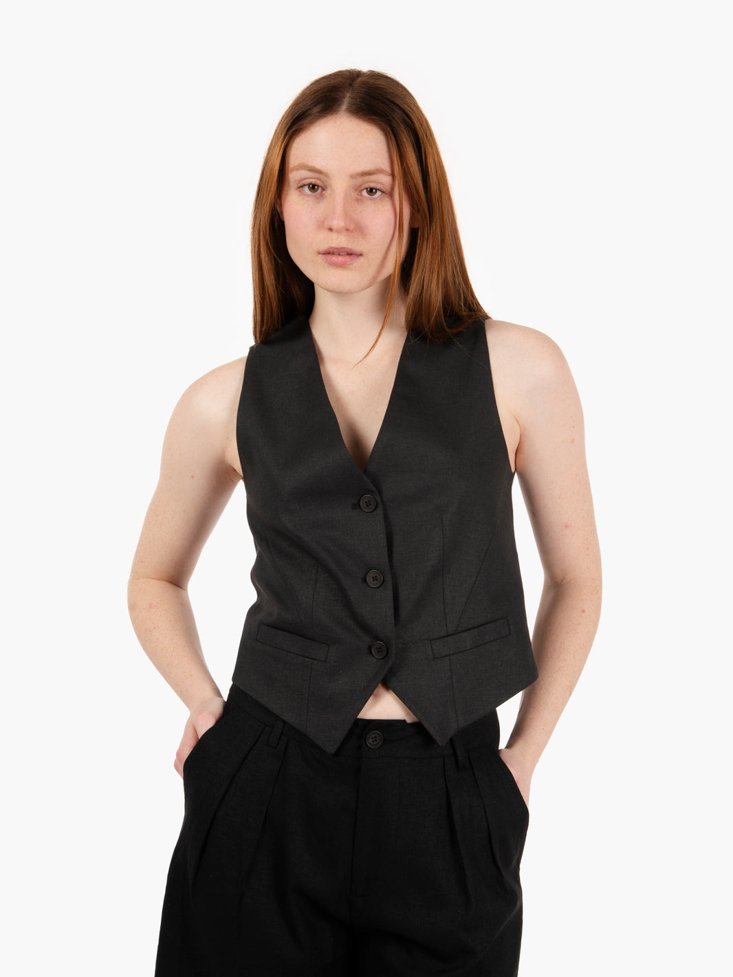 Gilet in lino nero