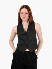 HINNOMINATE - Gilet in lino nero