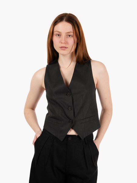Gilet in lino nero