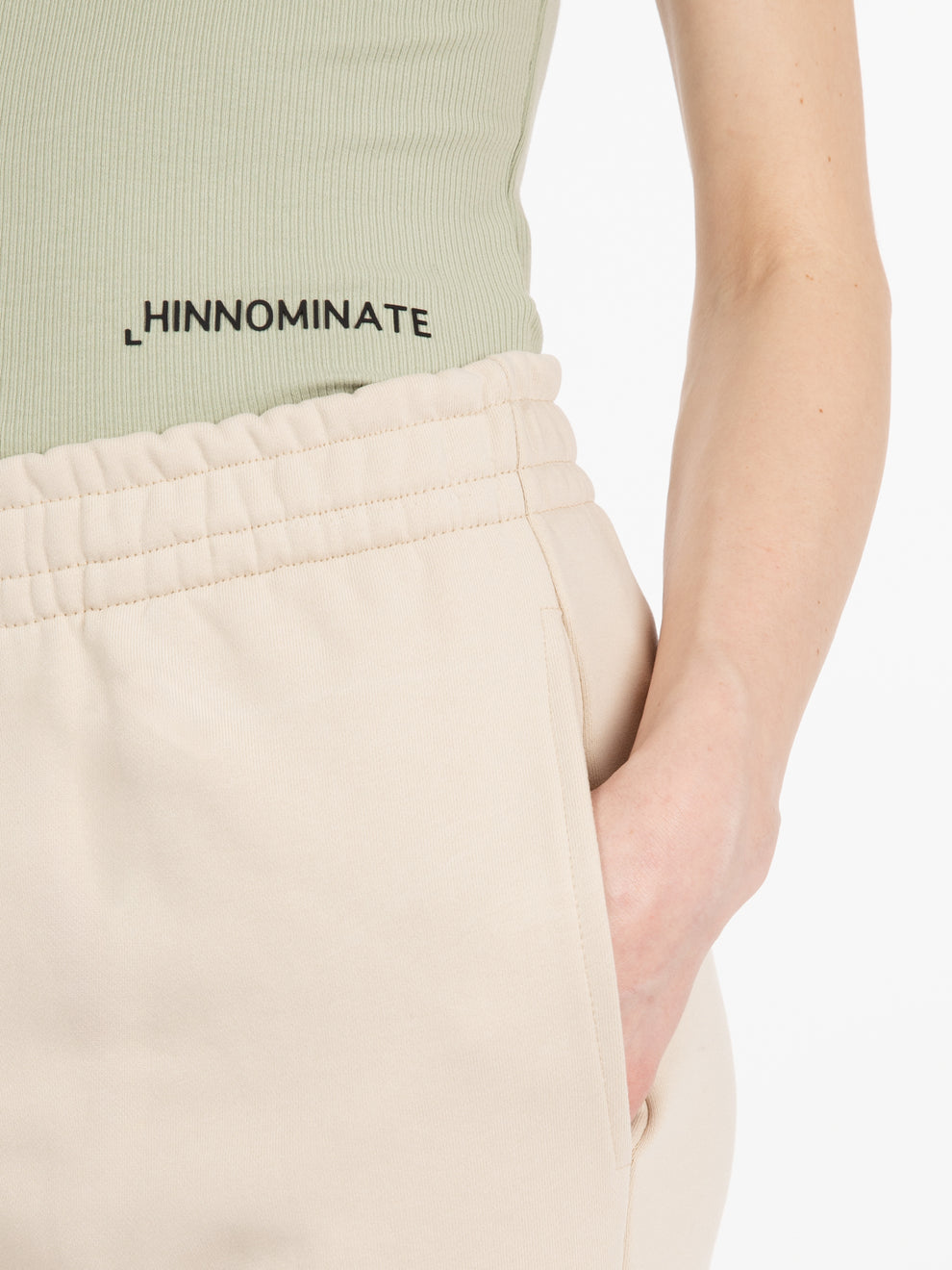 Jogger in felpa beige sand
