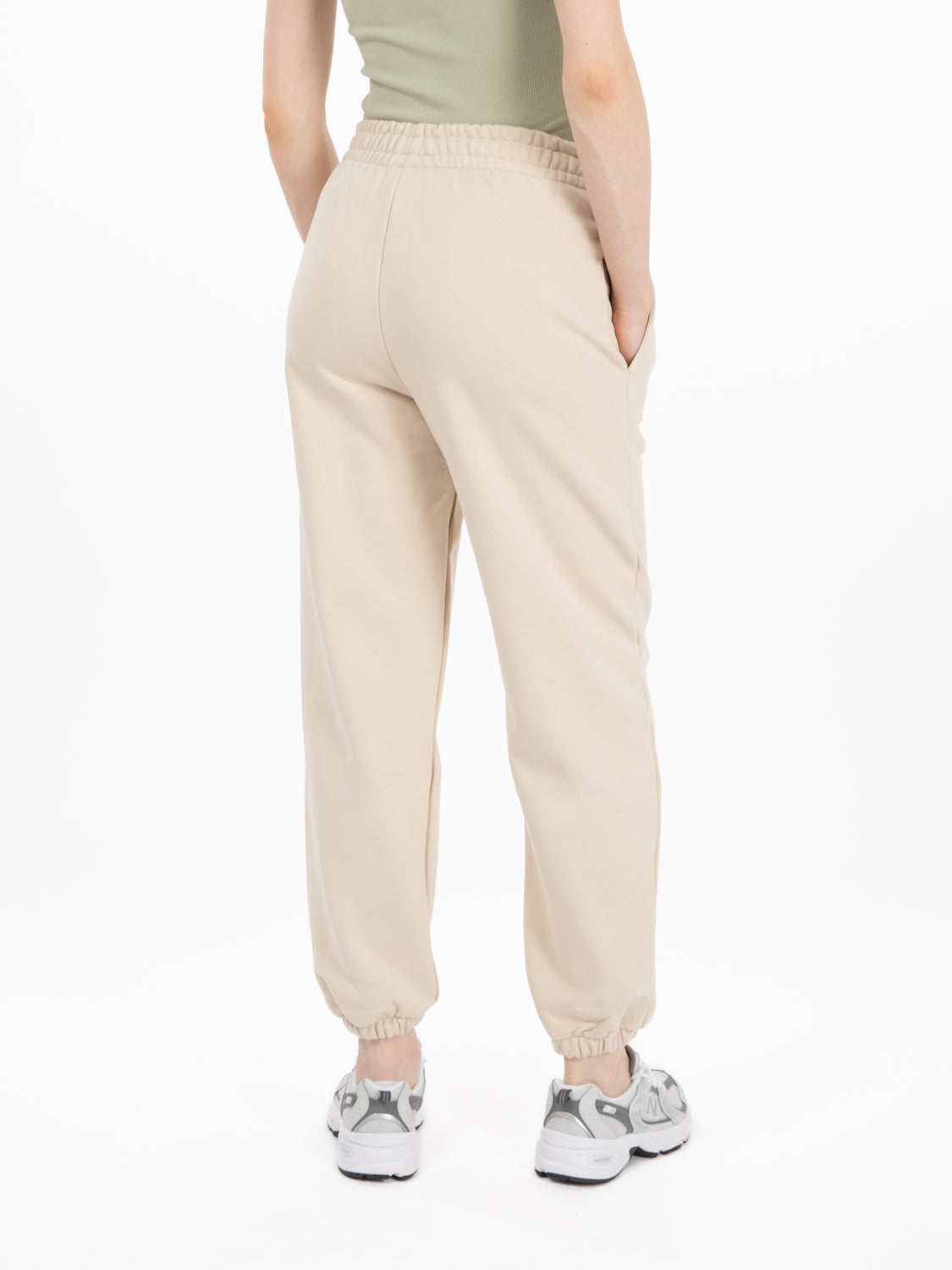 Jogger in felpa beige sand