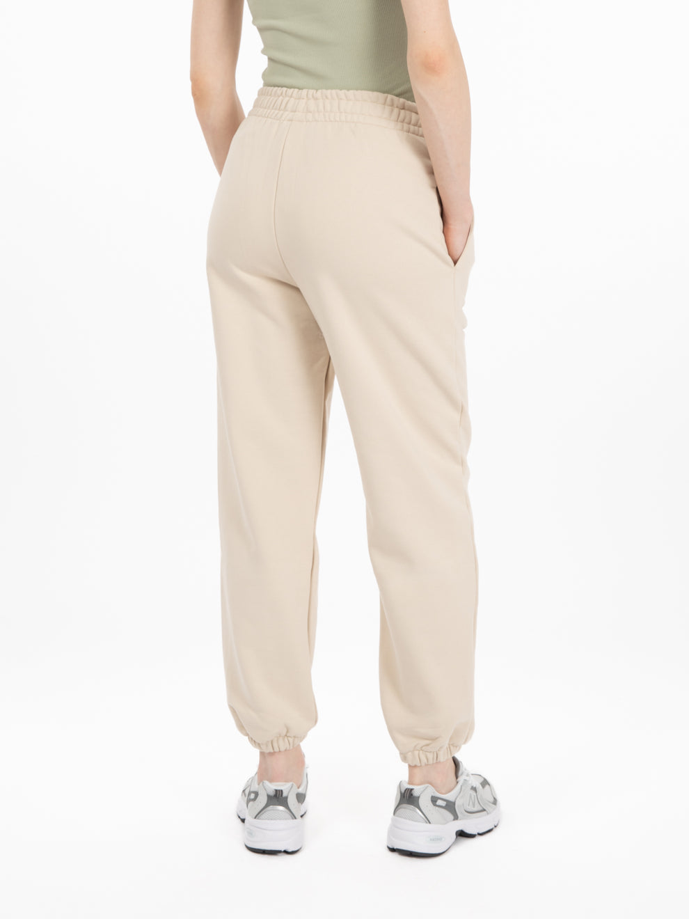 Jogger in felpa beige sand