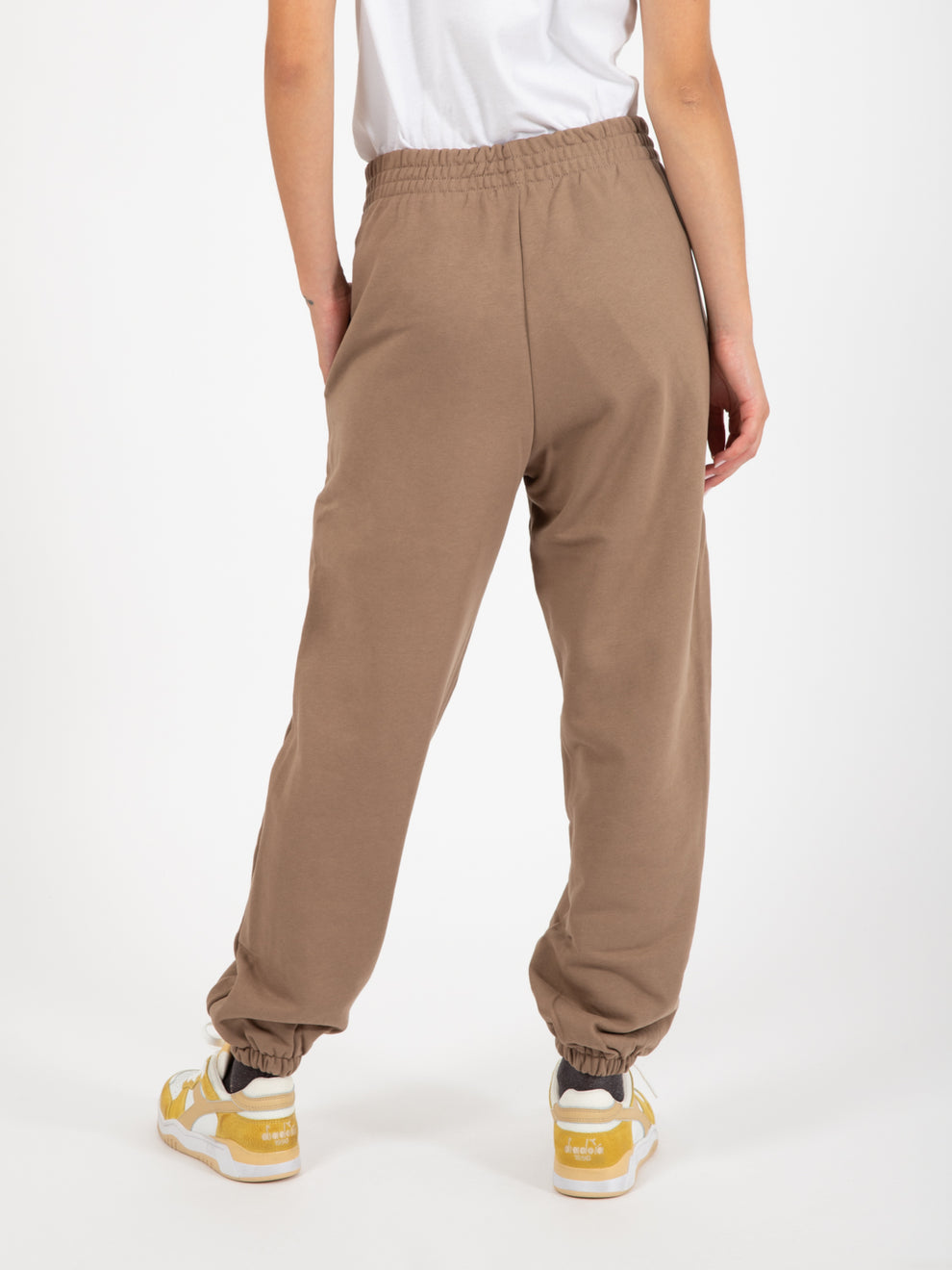 Jogger in felpa con stampa tortora
