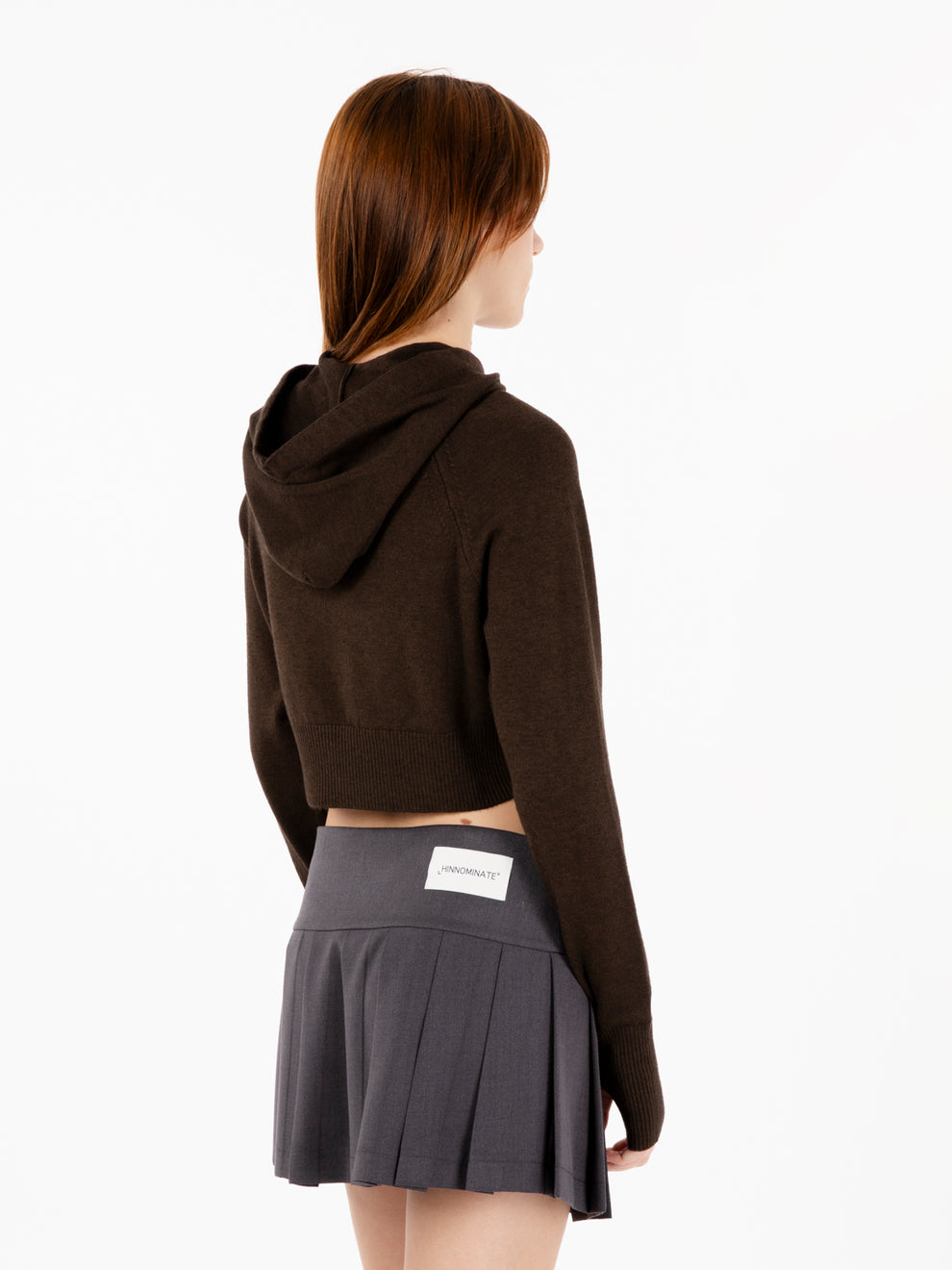 Maglia crop con cappuccio marrone