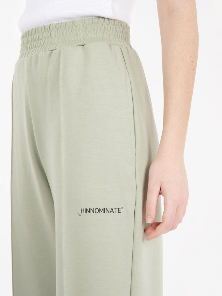 HINNOMINATE - Pantalone a palazzo vita alta verde aloe