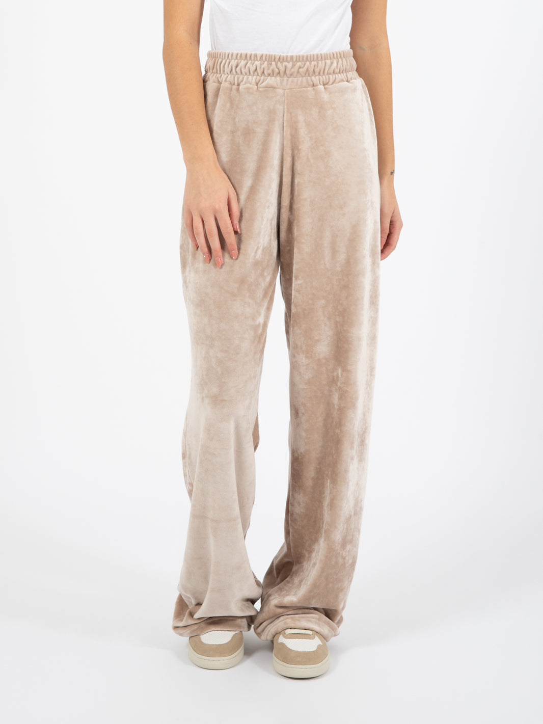 Pantalone dritto in ciniglia nocciola