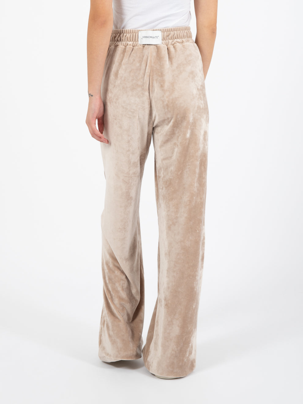Straight trousers in hazelnut chenille