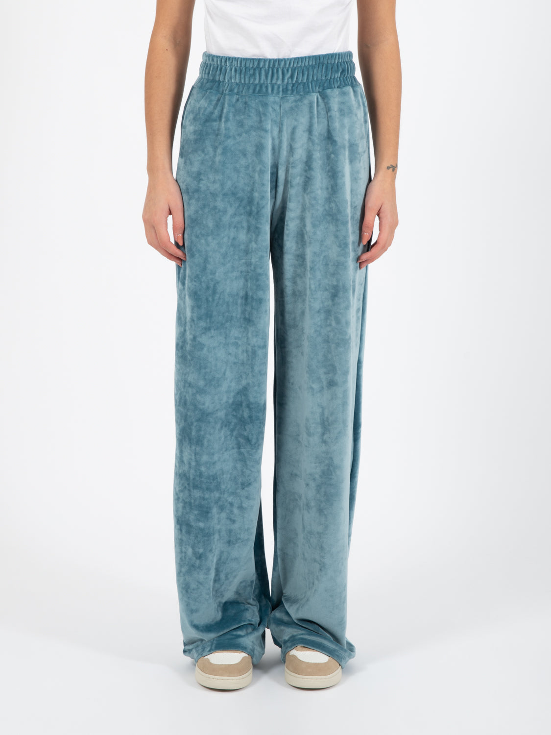 Pantalone dritto in ciniglia parrot