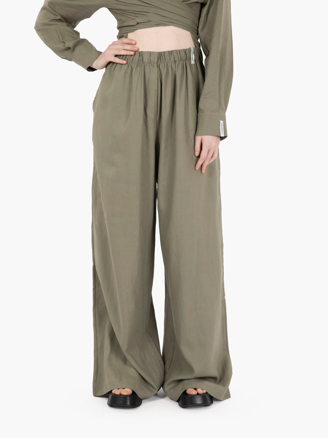 Moss Linen Wide Leg Pants