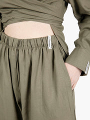 HINNOMINATE - Pantaloni gamba larga in lino muschio