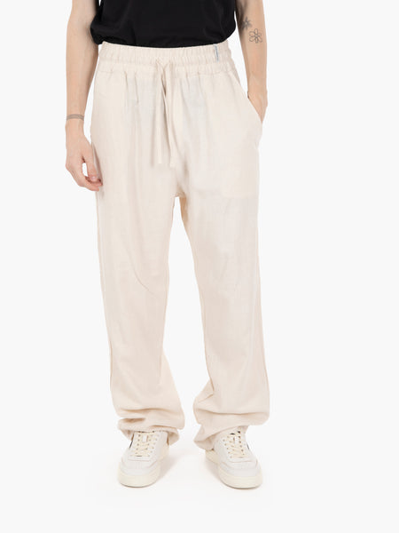 Pantaloni morbidi in lino ecrù