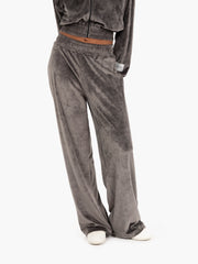 HINNOMINATE - Pantaloni wide in ciniglia con logo grigio